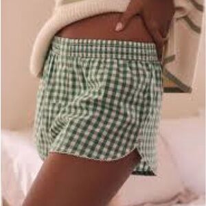Anthropologie Green Checkered Shorts